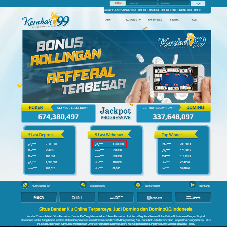 JACKPOT BERMAIN DOMINO99